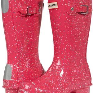 Hunter Boots - Big Kids Original Giant Glitter Rain Boots Size 4 Girls